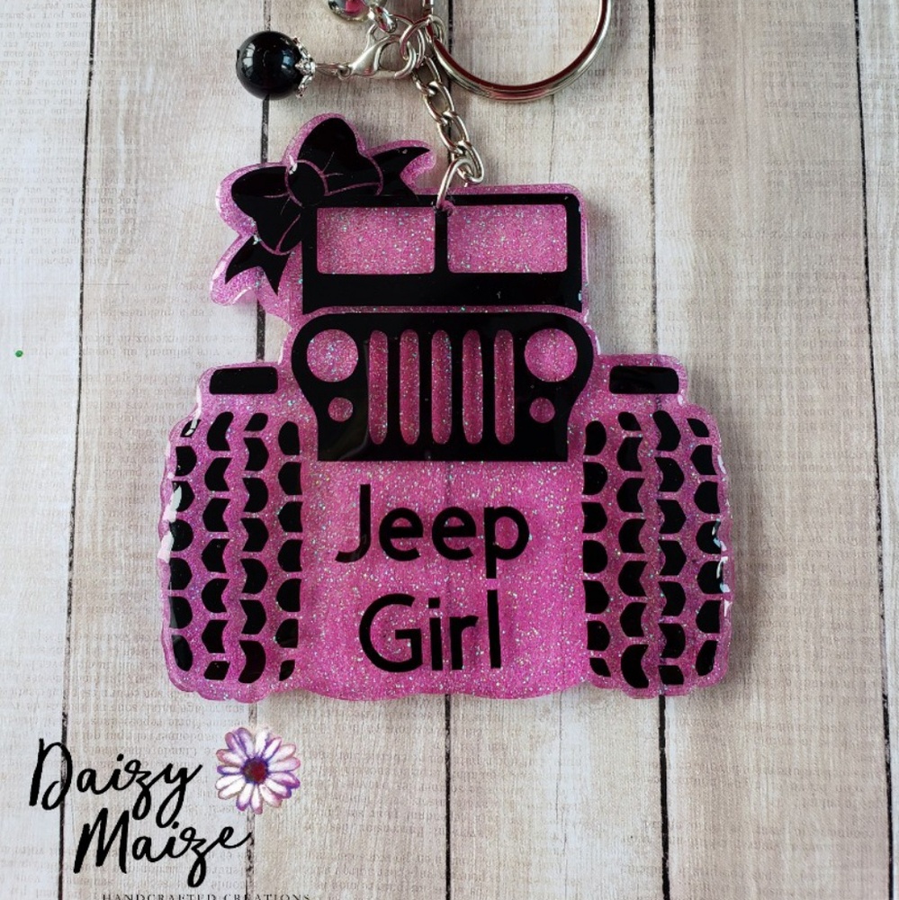Custom Jeep Girl Acrylic Keychain